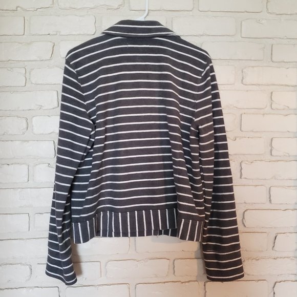 LOFT Ann Taylor Striped Snap Button Jacket Blazer - Picture 3 of 16